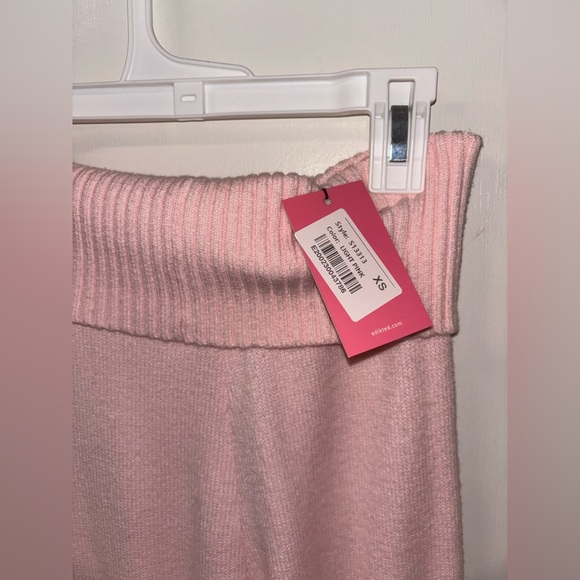 💕Edikted Desiree Knitted Hooded Cardigan & Low Rise Fold Over Pants Pink Set💕 - Picture 12 of 12